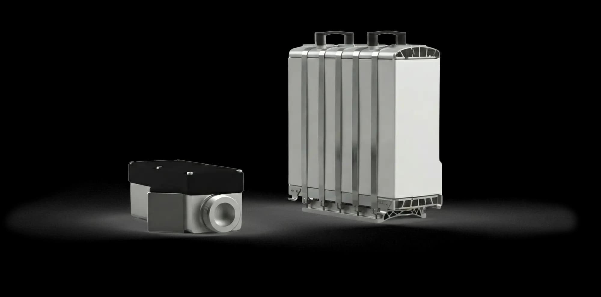 Allengra hidrogén átfolyásmérő egy hidrogén üzemanyagcella mellett bemutatva.