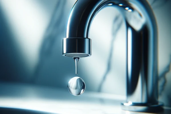 Water drop dripping from the tap