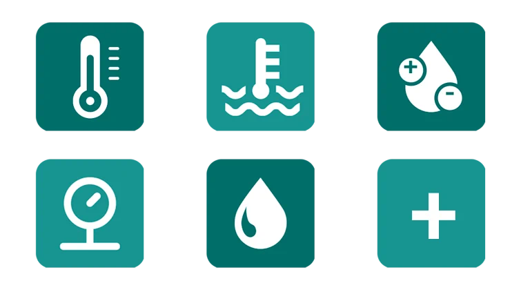 Addtional integrated Sensors Temperature, Pressure, Conductivity, Humidity, Heat Metering