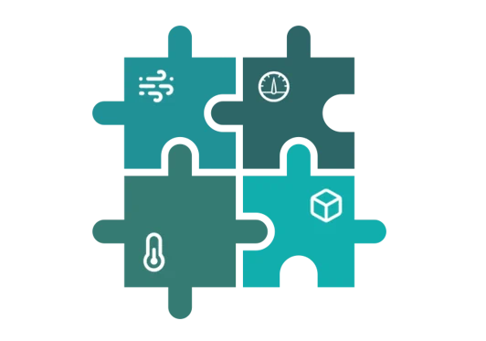 Puzzle with Pieces of Flow Range, Pressure, Temperature and Space